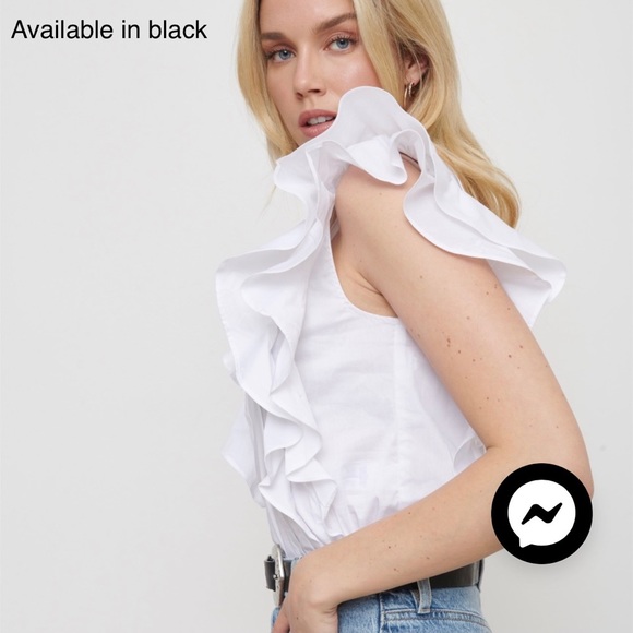 DYNAMITE Frill Poplin Black Top NWT - Picture 2 of 15